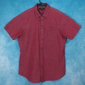 Banana Republic Standard Fit Button Up Short Sleeve Men's Shirt, Red, Size Med